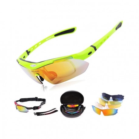Lentes deportivos Wolfbike con micas intercambiables -Verde - Envío Gratuito