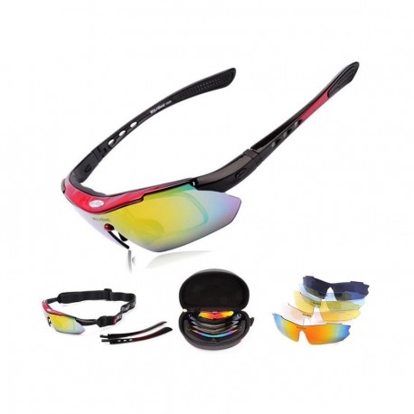 Lentes deportivos Wolfbike con micas intercambiables -Rojo - Envío Gratuito