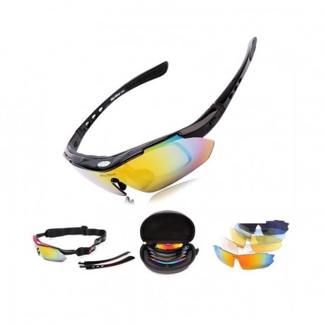 Lentes deportivos Wolfbike con micas intercambiables -Negro. - Envío Gratuito