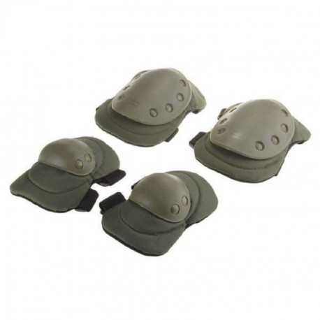 Elenxs Verde Seguridad 4 Deportes Rodilla Codo protector protector del cojín Gear Ejército Nylon - Envío Gratuito