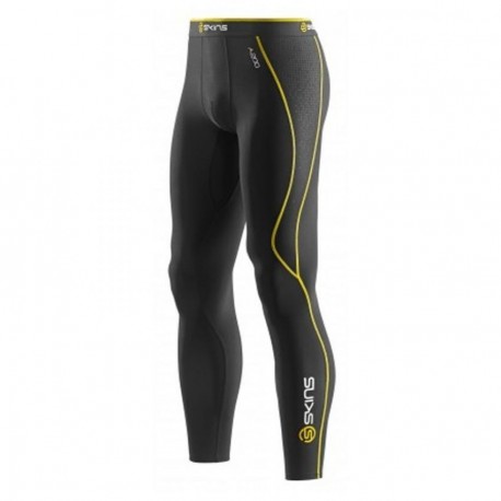 Pantalón de compresión SKINS B60052001M-Negro con Amarillo - Envío Gratuito
