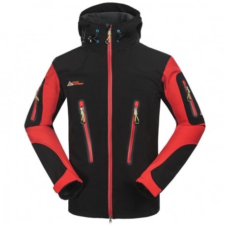 Moda Hombres aire libre transpirable Abrigos Fleece forrado Deportes Chaqueta Rojo - Envío Gratuito