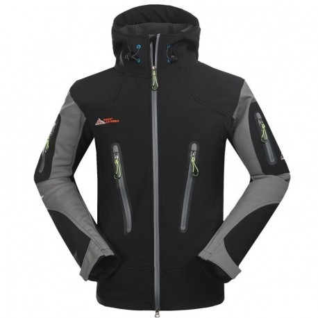 Moda Hombres aire libre transpirable Abrigos Fleece forrado Deportes Chaqueta Gris - Envío Gratuito