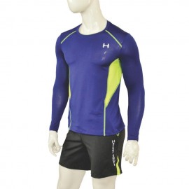 Camisa Dri-Fit de compresión Hacker Sport C44A-Azul, amarillo fosforescente - Envío Gratuito
