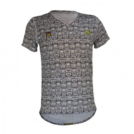 Playera de Hombre TriFerrari 3F Gufo con Doble Composición DryFIT Costuras Planas de Manga Corta y Cuello Corte V-Blanco - Envío