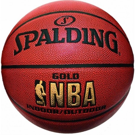 Balon Basquetbol Spalding Gold NBA Indoor/Outdoor PU 7-Ladrillo - Envío Gratuito