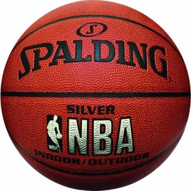 Balon Basquetbol Spalding Silver NBA Indoor/Outdoor PU 7-Ladrillo - Envío Gratuito