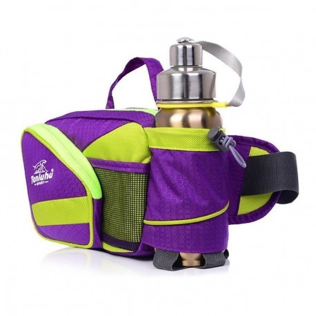 Multifuncional Botella de agua deportes al aire libre a caballo para correr en la cintura de Nylon resistente al agua (morado) -