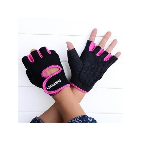 GE Deporte Ciclismo Gimnasio GYM medios guantes de pesas dedo Capacitación Ejercicio (Rose Red) - Envío Gratuito