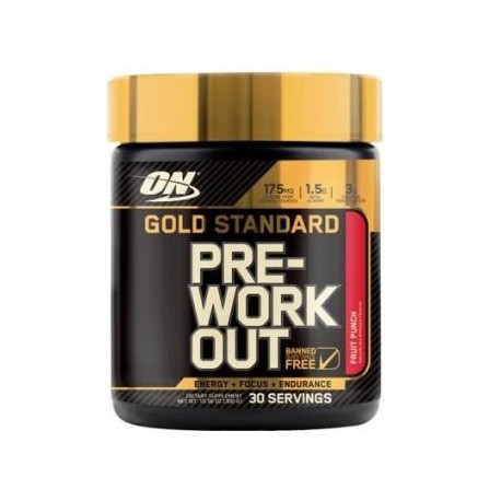 Pre-entrenamiento (Óxido Nítrico) Optimum Nutrition Gold Standard Pre-Workout sabor Fruit Punch 30 serv. - Envío Gratuito