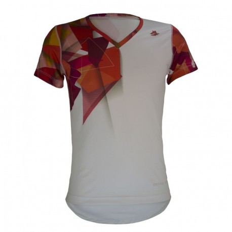Playera de Hombre TriFerrari 3F Rosso con Doble Composición DryFIT Costuras Planas de Manga Corta y Cuello Corte V-Blanco - Enví