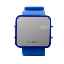 Reloj Led Espejo Con Correa De Silicon Azul Rey.. - Envío Gratuito